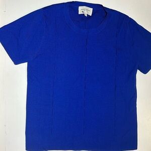Public School Keyhole Blue Stretchy Ribbed Shirt Sz S C6